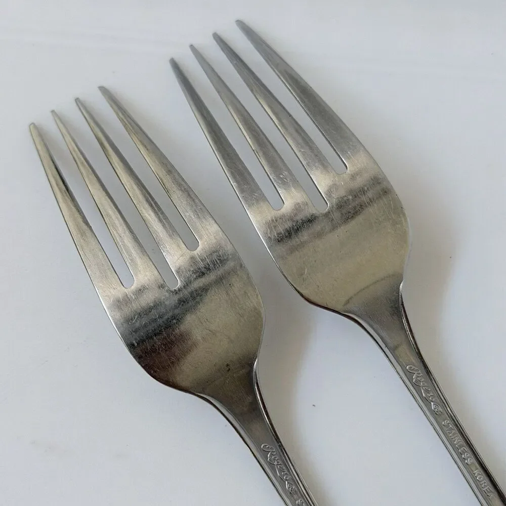 2pc Stanley Roberts Glendale Dinner Forks 7 1/2”Stainless Rogers Burnished Korea